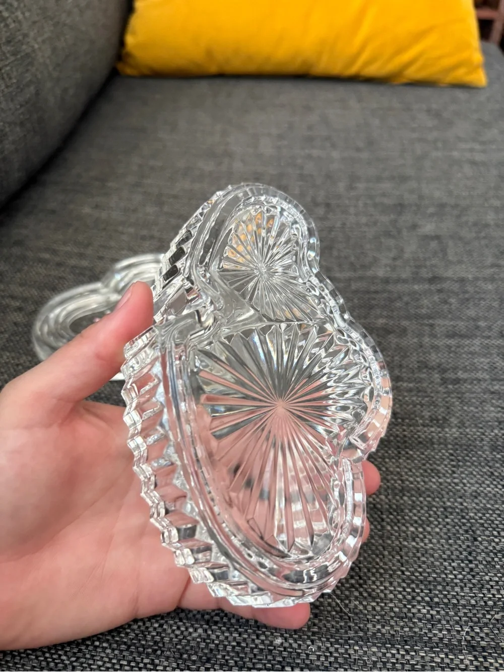 Clear Heart-Shaped Glass Trinket Dish - Clear vintage
